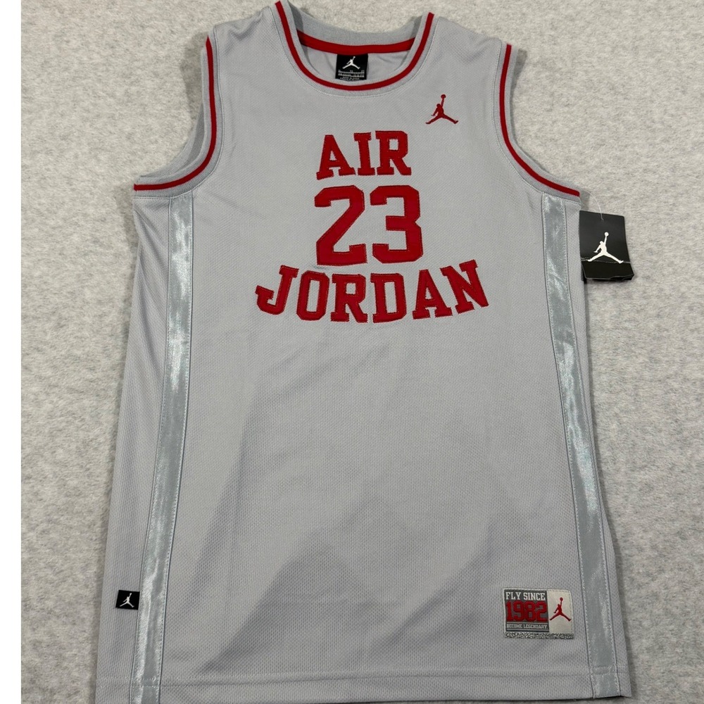 Kids Air Jordan 23 Basketball Jersey Grey Red XL Youth NWT